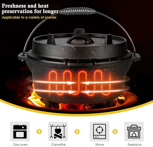 Leonyo 5QT Camping Dutch Oven with Lid Lifter, Pre-Seasoned & Cast Iron - Image 5