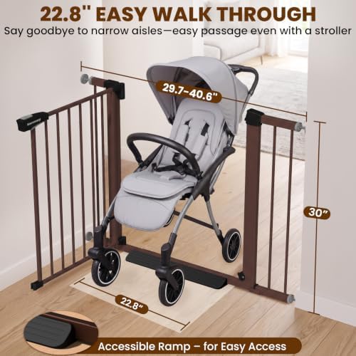 Mumeasy 29.7-40.6" Baby Gate for Stairs, Auto Close Dog Gate for Doorways - Image 2