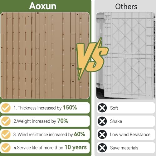 Aoxun Outdoor Storage Cabinet 35 Cu.Ft Outdoor Trash Can Storage Shed,Brown - Image 5