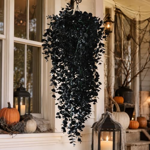 Waipfaru 4Pcs Artificial Hanging Plants, Black Halloween Wall Decor - Image 6