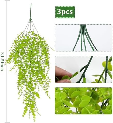 RECUTMS Fake Hanging Plants Faux Vines Leaves Artificial Green Money Plants - Image 2