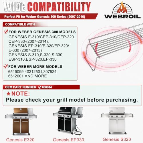 65054 62749 Warming Rack for Weber Genesis 300 Series (2007-2016) Gas Grill - Image 2