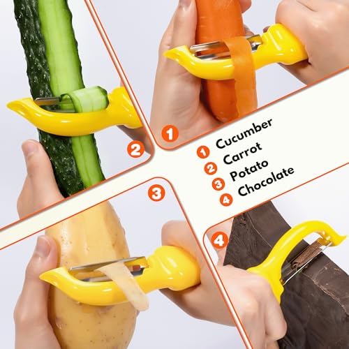 Rainspire Vegetable Peeler Potato Peelers for Kitchen, Sharp Stainless Steel Blades Veggie, Comfortable Handle Fruit Peeler, Carrot Peeler Apple Peeler Dishwasher Safe, Yellow, 2-Pack - Image 7