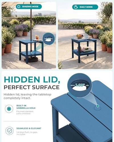 SERWALL Double Layer Adirondack Side Table with Umbrella Hole - Image 4