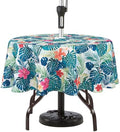 Round Outdoor Tablecloth with Umbrella Hole Umbrella Tablecloth Patio Tablecloths with Zipper for Courtyards, Terraces, and Beaches 60 in by Rodvnyh