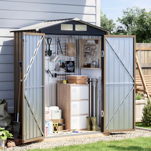 5 x 3 FT Storage Shed with Floor Frame for Backyard, Brown by Unknown