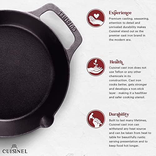 Cast Iron Skillet Set - 10" + 12"-Inch Dual Handle Frying Pans + Silicone Handle Holder Covers + Pan Scraper - Pre-Seasoned Oven, Grill, Stovetop, Induction Safe Kitchen Cookware - Indoor/Outdoor Use - Image 3