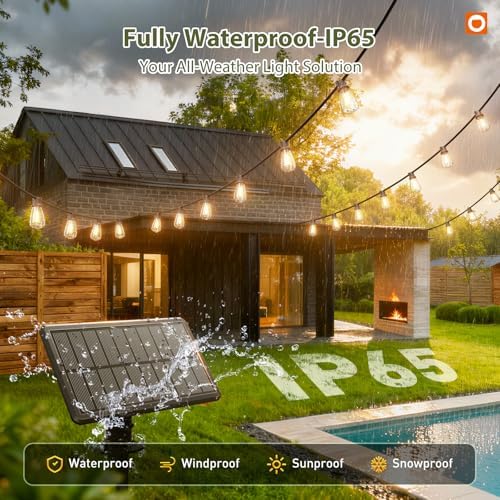 addlon 33FT(27+6) Solar String Lights Outdoor, Waterproof Dimmable 9+1 LED - Image 4