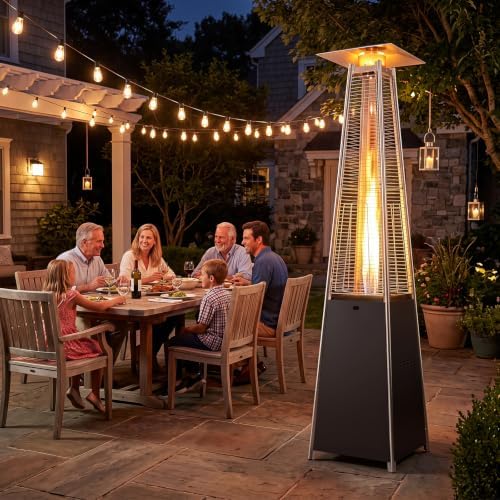 Tangkula 45000 BTU Pyramid Patio Heater with Wheels & Zippered Cover - Image 3
