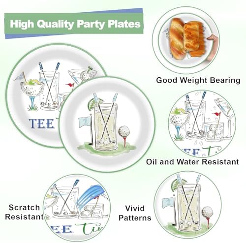96PCS Golf Birthday Plates and Napkins Tee Time Party Supplies for Baby Shower Sports Theme Disposable Dessert Paper Plate Green Martini Golf Theme Party Fans Events Tournament Celebration Decorations - Image 3