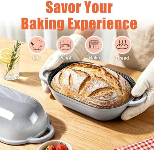 5 QT Enameled Cast Iron Sourdough Bread Oven, Loaf Pan with Lid - Image 3