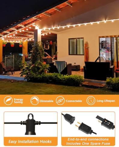 Zuske Outdoor String Lights, 300FT G40 LED IP65 Waterproof Patio Lights - Image 4