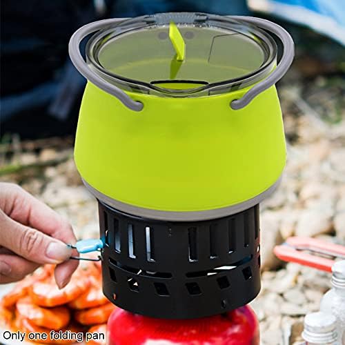Folding Saucepan, Camp Cookware Hiking Silicone Folding Saucepan Water Kettle With Lid Cookware Travel Camping Pot(Blue) - Image 7