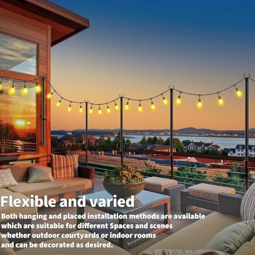 AHRLHR 6 Pack 5 Ft String Light Poles, String Light Poles for Outside with Fixing Clips,Metal Poles for Outdoor String Lights, Hanging Light Poles for Deck Fence Garden Backyard Wall Bistro - Image 3