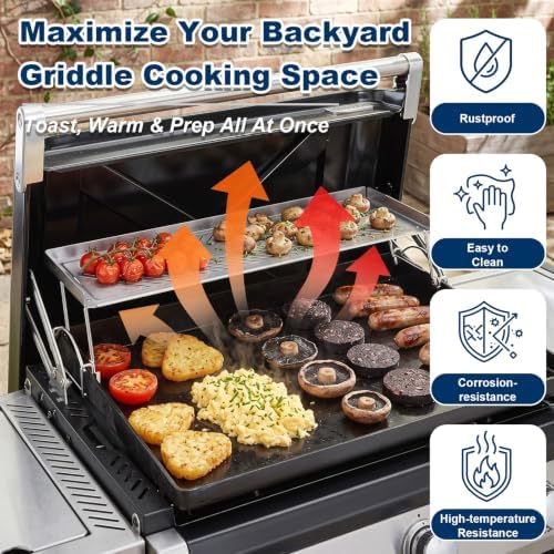 Griddle Warming Rack for Weber 30 inch Slate Griddles, 304 Stainless Steel - Image 3