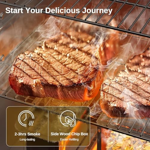 EAST OAK 30" Outdoor Electric Smoker with Side Chip Loader for up to 6x Longer Uninterrupted Smoke, 725 sq in Large Cooking Area, Digital 12-Hr Timer & Easy-Rolling Wheels - Image 3
