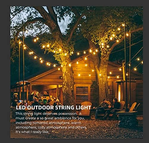 96FT(48×2) Outdoor String Lights, Commercial Grade Heavy Duty White Wire Patio Light with Dimmable S14 Shatterproof LED Bulbs, Linkable Waterproof Bistro Lights for Outside Deck Backyard Cafe Market - Image 4