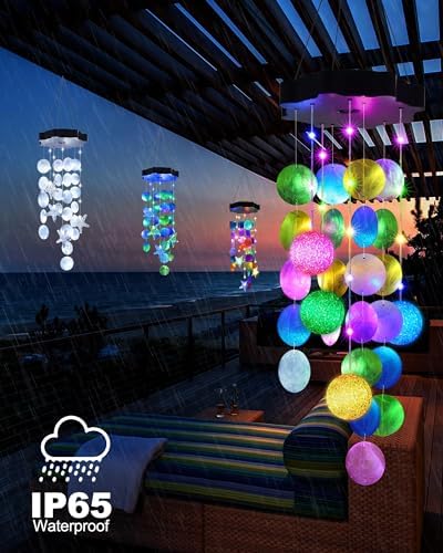 Toodour Solar Wind Chimes for Outside, Hanging Pastel Lights with 2 Modes - Image 3