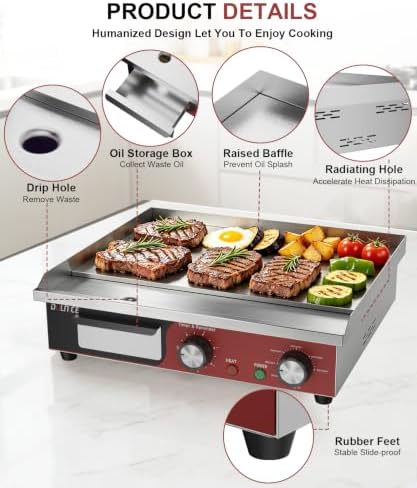 18" Commercial Electric Griddle with 5 Minute Reminder Timer, 1500W - Image 6