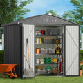 Gizoon 8x6 FT Outdoor Storage Shed, Corrosion Metal Garden Shed, Dark Grey by Gizoon