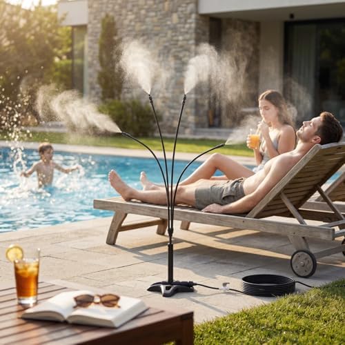Garvee Outdoor Standing Mister with 4 Adjustable Mist Heads, Freestanding by Garvee