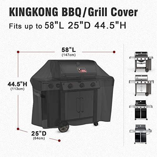 Kingkong 7130 Grill Cover for Weber Genesis II 3 Burner Grill and Genesis 300 Series Grills (Compared to 7130) including Brush, Tongs and Thermometer - Image 2