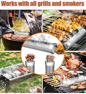 Smoke Tube for Pellet Smoker 6 Inch Smoker Tube BBQ Stainless Steel for Grills Hot or Cold Smoker Accessories with Brush - Image 4