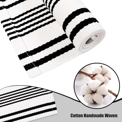 Halloween Door Mat 27.5"x43" Black and White Striped Outdoor Porch Rugs - Image 5