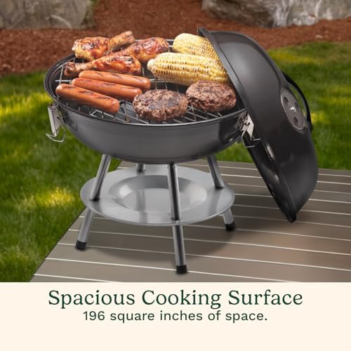 Cuisinart 14" Portable Charcoal Grill, Tabletop Outdoor Small Grill with Locking Lid and Dual Vents, Chrome Plated Travel Size BBQ Perfect for Camping, Tailgates, Cookouts, Black - Image 3