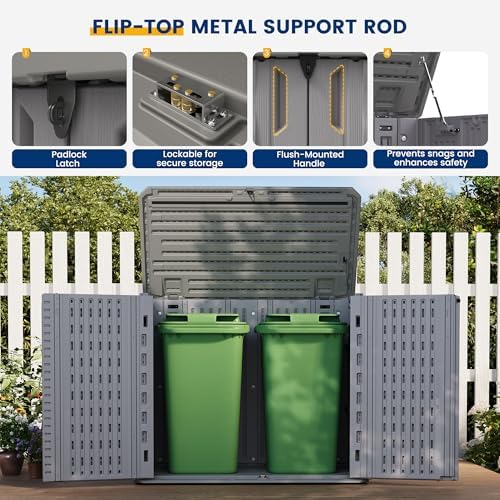 UDPATIO 34 Cu.Ft Outdoor Storage Shed, HDPE Resin Horizontal Cabinet,Grey - Image 6