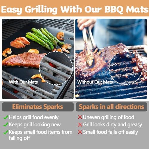 Reusable Grill Mats for Outdoor Grill Set of 6,Heavy Duty Non-Stick BBQ Mats & Oven Liner,Easy to Clean,Works on Gas, Charcoal & Electric Grills - 15.75 x 13 Inch,Black - Image 2