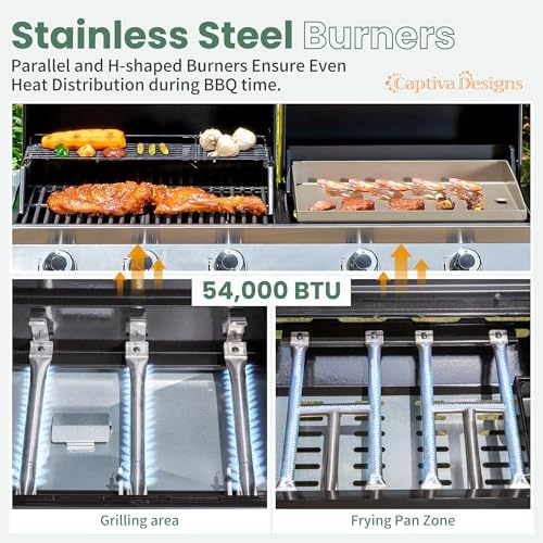 Captiva Designs Propane Gas Griddle Grill Combo with Lid & Flat Top Griddle - Image 5