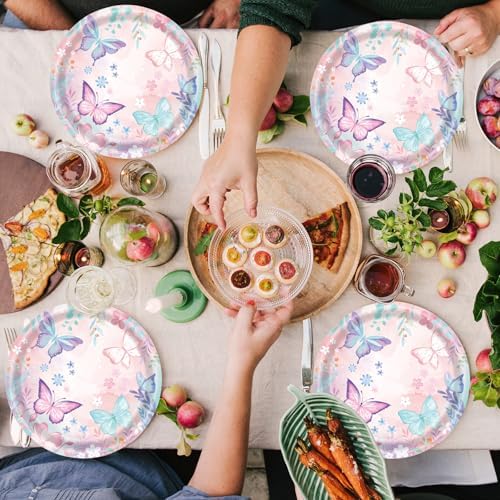 40Pcs Butterfly Plates and Napkins Party Supplies, Disposable Butterfly Birthday Party Paper Plates Napkins Tableware Set for Girl Butterfly Baby Shower Birthday Decorations (Butterfly) - Image 6