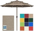 EliteShade USA 10-Year-Non-Fading 10ft 3-Tier Market Patio Umbrella, Commercial Table Umbrella with 80 Solar LED Lights, Crank Open, Windproof & UPF 50+ UV Protection for Garden, Deck, Pool, Backyard, No Tilt, Mushroom by EliteShade