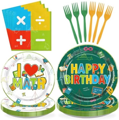 96 Pcs Math Birthday Party Decorations, Serves 24 by Greencian