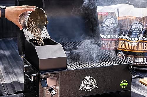 Pit Boss 150 Battery Powered Wood Pellet Grill & Smoker with Flame Broiler 256-Sq. In. Cooking Space, 180°F to 500°F Temperature Range, 7 lb. Pellet Hopper, for Tailgating, Camping, or Travel, Black - Image 6