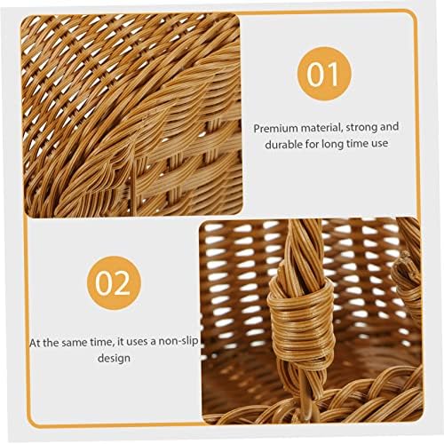 Vintage Woven Picnic Basket with Handles, Portable Outdoor Fruit Storage - Image 6
