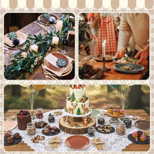 48 Pcs Woodland Green and Brown Paper Plates 9 Inch Gradient Scalloped Paper Disposable Dinner Dessert Plates for Birthday Wedding Bridal Party Supplies, 6 Colors - Image 5