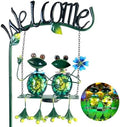 HONGLAND Solar Lights Outdoor Waterproof, Frog Swing Garden Decor, Frog Decorative Stake with Welcome Sign Landscape Patio Yard Gifts for Women Mom (48 inch) by HONGLAND