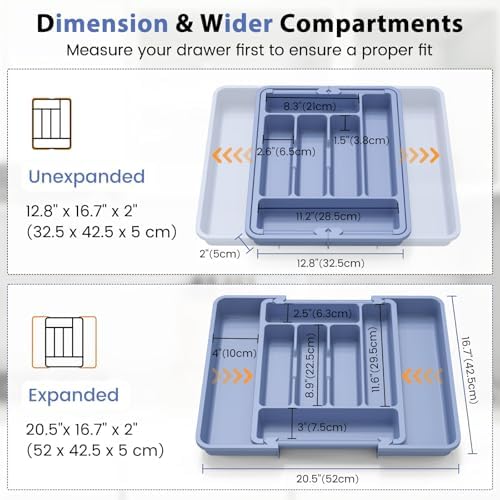 Caperci Large Silverware Organizer Tray for Kitchen Drawer Utensils Thicker - Image 2