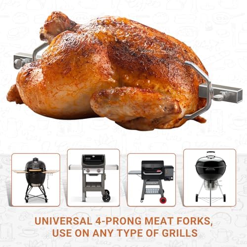 onlyfire 6104 Chromed Heavy Duty BBQ Rotisserie Meat Fork (1 Pair) - Image 4