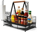 Grill Caddy, BBQ Caddy with Paper Towel Holder, Griddle Organizer, Plate and Utensil Holder Organizer for Outdoor Grill, Picnic, Camping, Condiment Storage for Kitchen Counter by RACOBOT