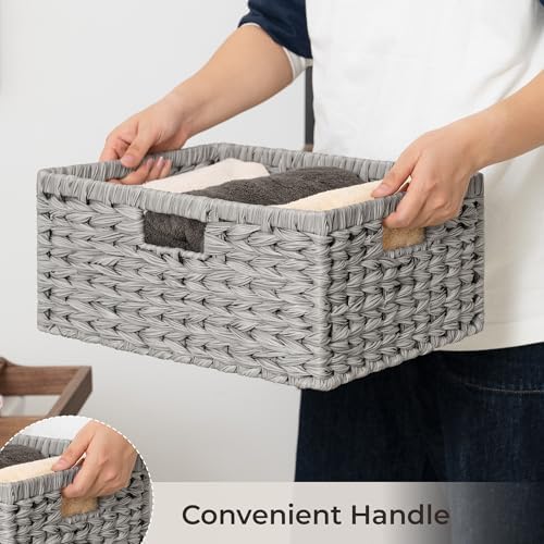 GRANNY SAYS Wicker Storage Baskets for Shelves, Wicker Baskets, Gray, 1Pack - Image 6