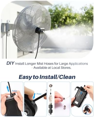 Portable Misting System with Water Pump, 6000mAh Outdoor Misters for Outside Patio, Magnetic Water Cooling Fan Misters Set for Patio, Industrial Fan, Canopy, Sports, Greenhouse, Beach, Dugout, Camping - Image 7