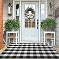 IOHOUZE 4x6 Buffalo Plaid Outdoor Rug, Washable Front Porch, Black White by iOhouze