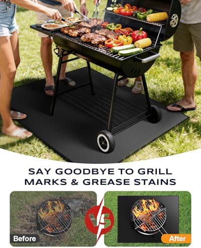 Non-Curl 48x40 inch Under Grill Mats for Outdoor Grill, Indoor Fire Pit Hearth Rugs for Fireplace, Double-Sided Fireproof, Oilproof & Waterproof BBQ Grill Mat, Easy to Clean,for Deck/Patio/Lawn - Image 3