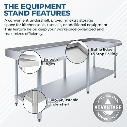 96" x 30" Stainless Steel Equipment Stand with Undershelf NSF - Image 2