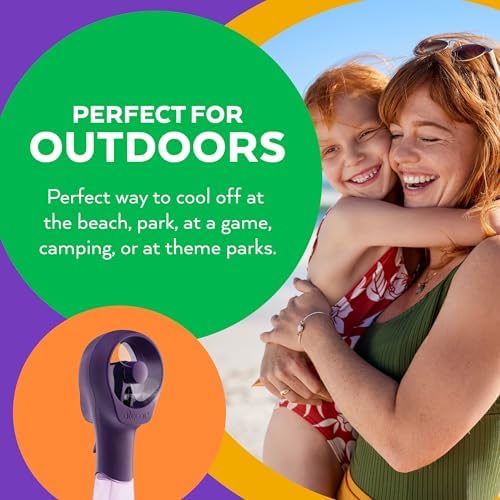 O2COOL Elite Handheld Misting Fan Battery Powered Purple - Image 6