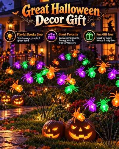 OZS 6Pack 36LED Spider Solar Halloween Decorations Outdoor - Image 5