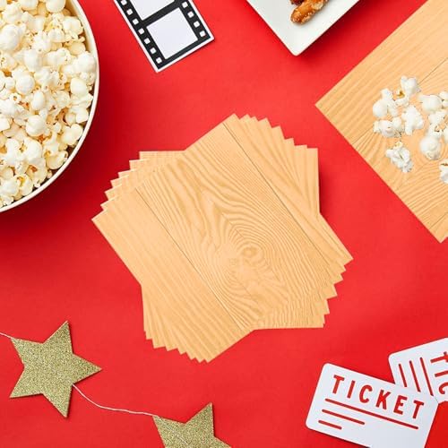 75Pcs Wood Grain Party Supplies Rustic Wood Slice Part y Set 9"& 7" Wood Grain Plates and Napkins for Camp Fire Camping Woodland Animal Lumberjack Wood Birthday Party Decor Serve25 - Image 4